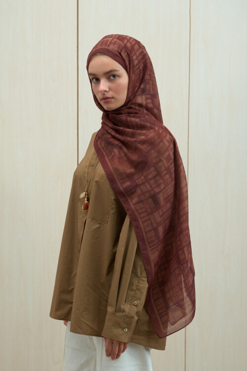 Valentina Soft Pamuk Şal - Bordo 