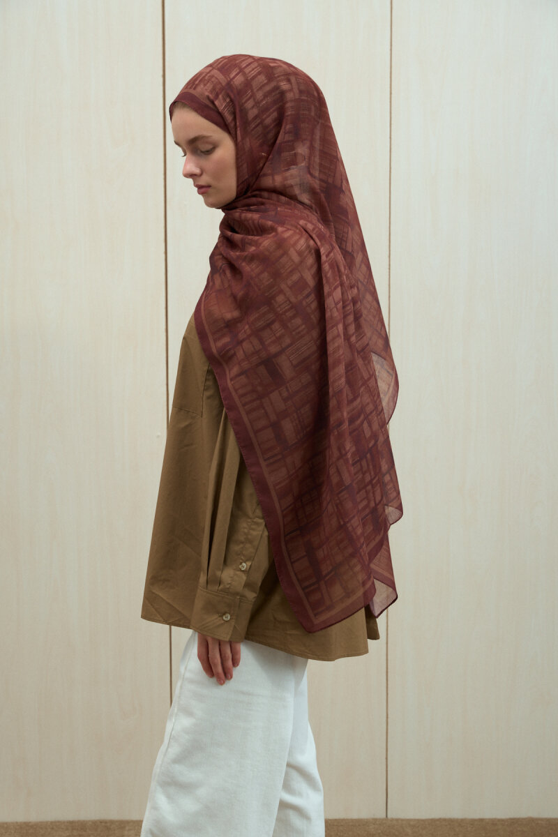 Valentina Soft Pamuk Şal - Bordo - 3