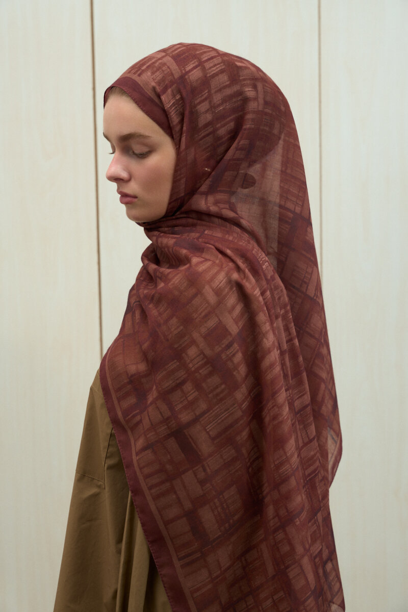 Valentina Soft Pamuk Şal - Bordo - 4