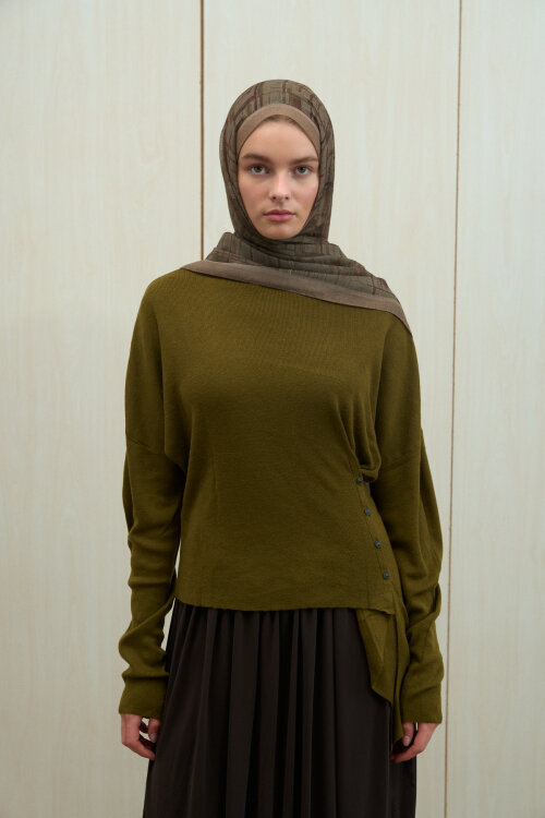 Valentina Soft Pamuk Şal - Haki - Camellia Scarfs (1)