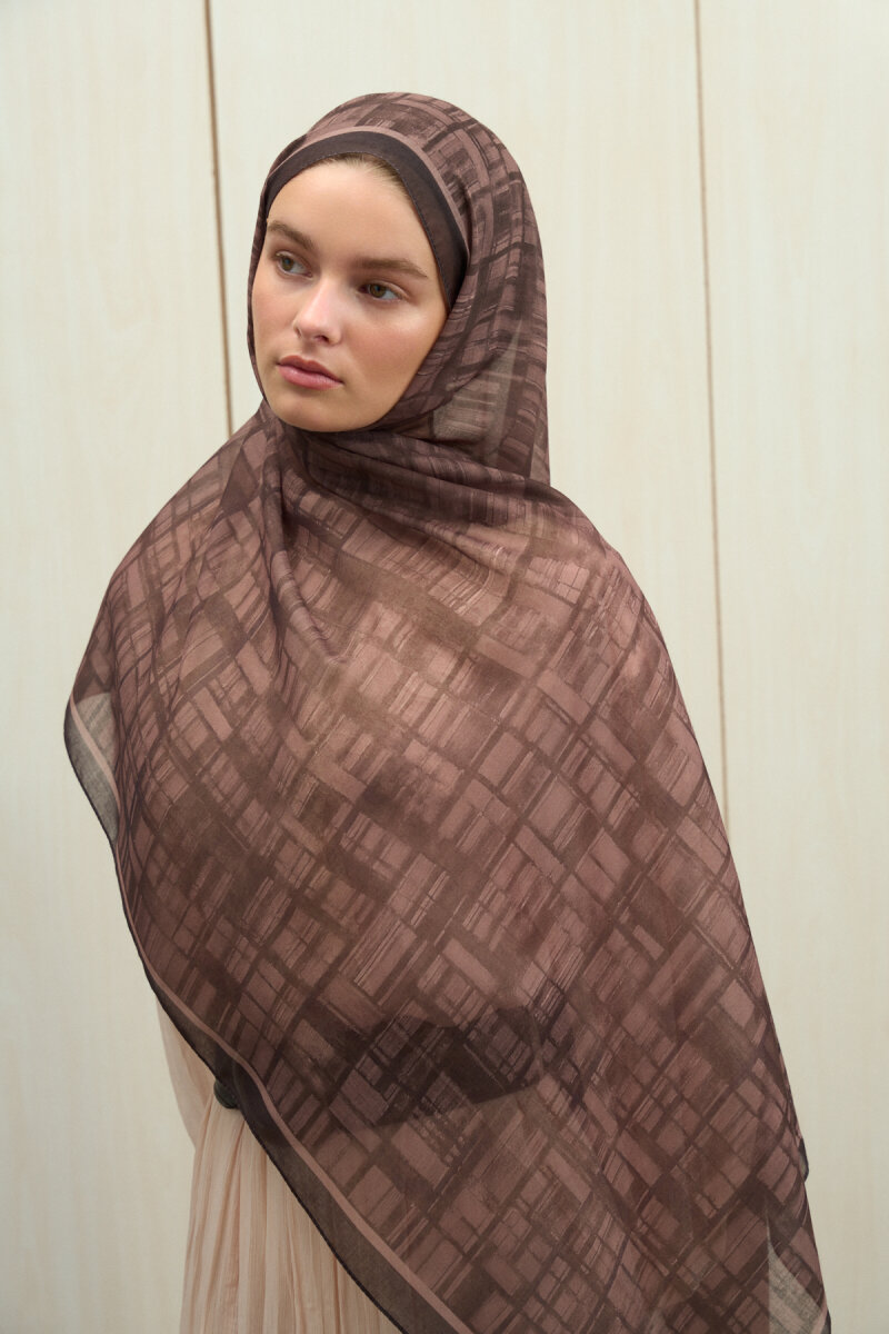 Valentina Soft Pamuk Şal - Kahve - 4