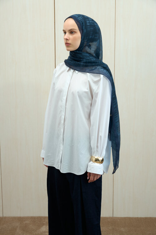 Valentina Soft Pamuk Şal - Lacivert - Camellia Scarfs (1)