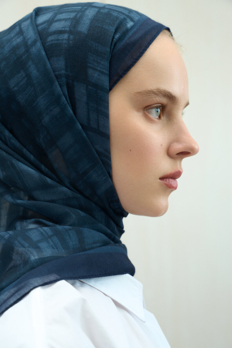 Valentina Soft Pamuk Şal - Lacivert - 3