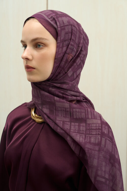 Valentina Soft Pamuk Şal - Mürdüm - Camellia Scarfs (1)