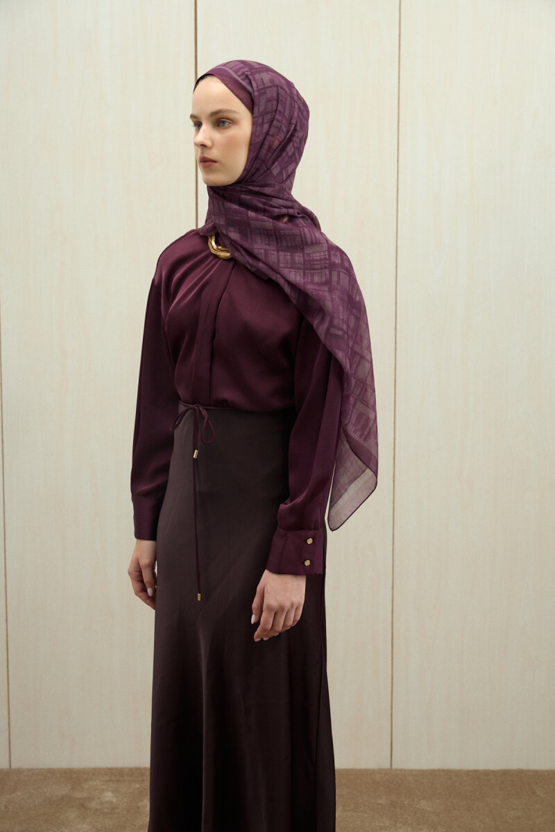 Valentina Soft Pamuk Şal - Mürdüm - 4