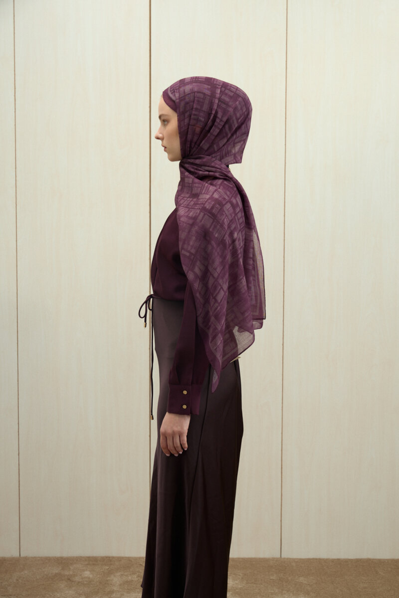 Valentina Soft Pamuk Şal - Mürdüm - 5