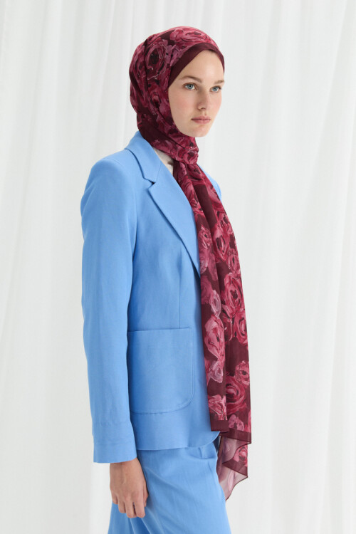 Valeria İpek Krep Şal - Bordo - Camellia Scarfs (1)