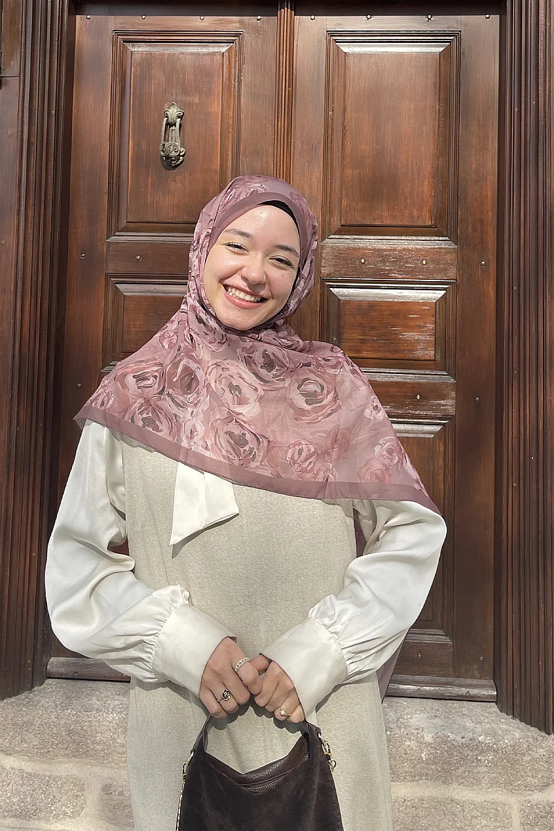 Valeria İpek Krep Şal - Gül - 2