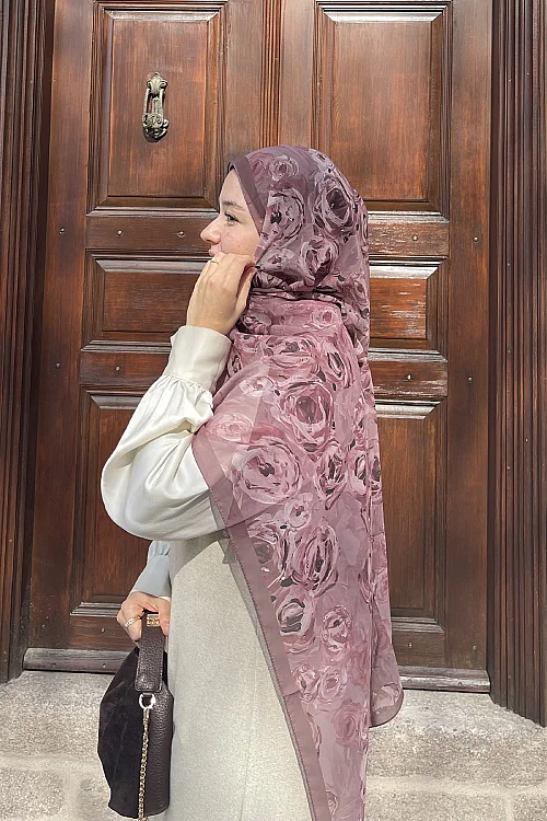 Valeria İpek Krep Şal - Gül 