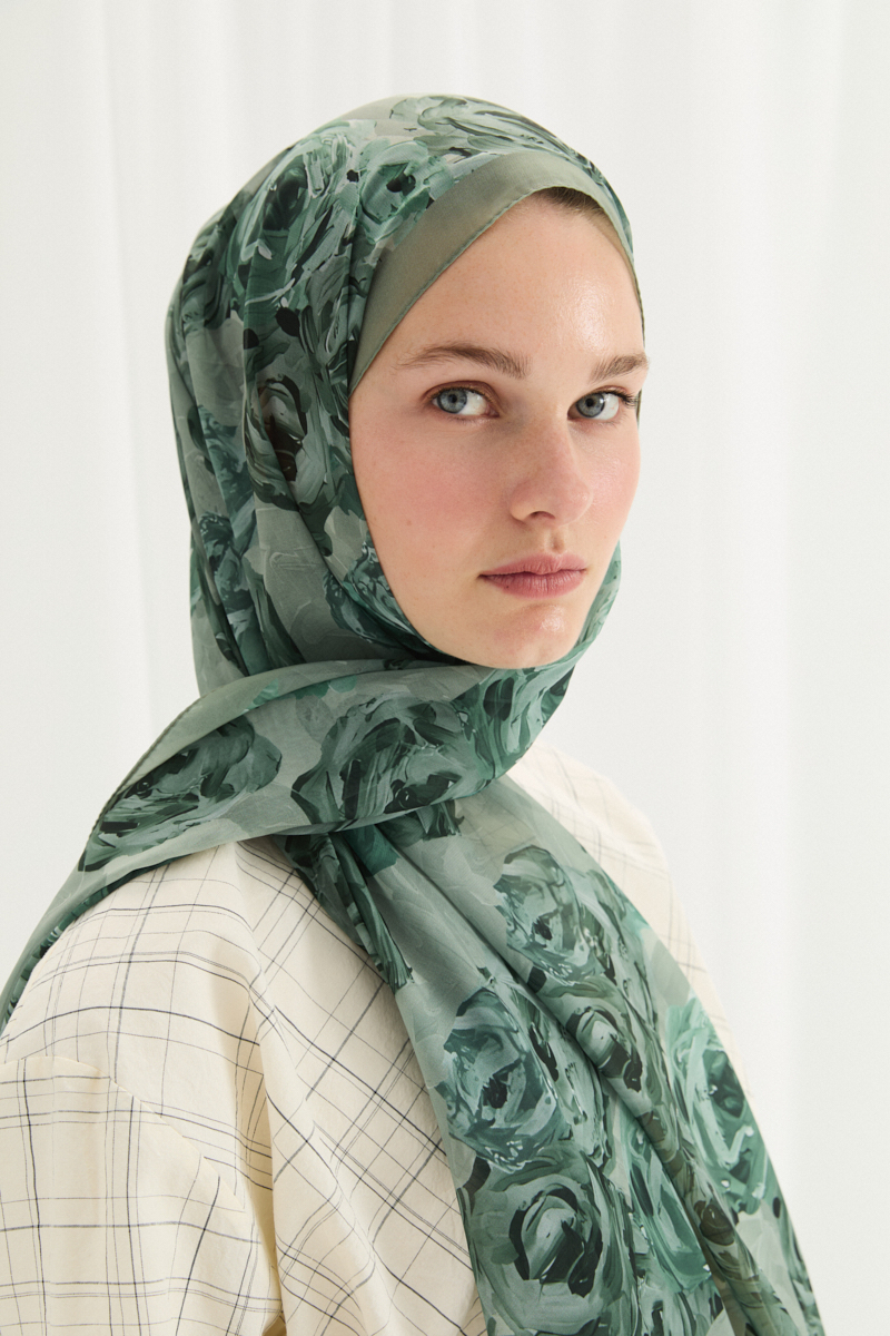 Valeria İpek Krep Şal - Mint - 4