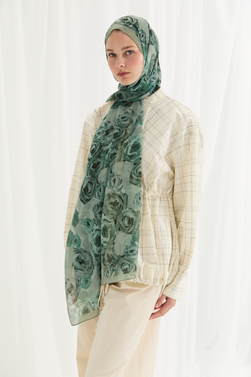Valeria İpek Krep Şal - Mint - 3