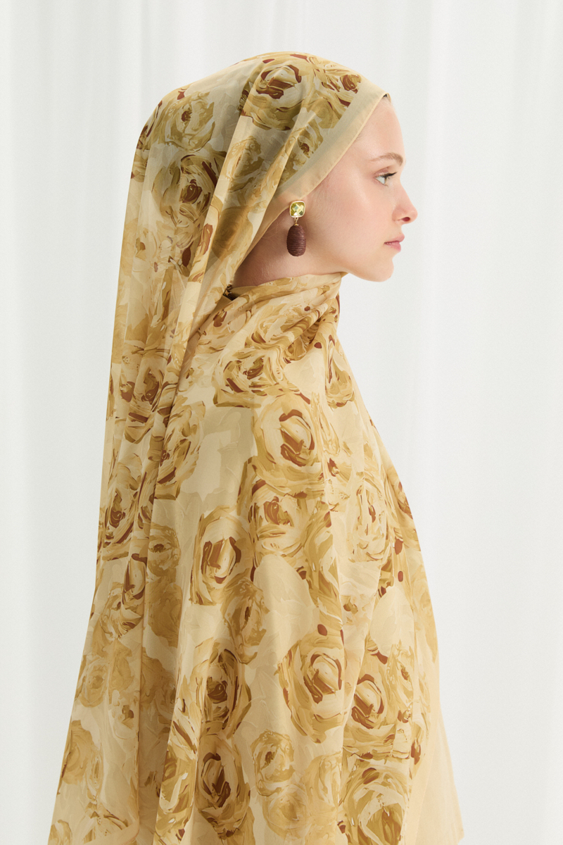 Valeria İpek Krep Şal - Tereyağ Sarısı - 3