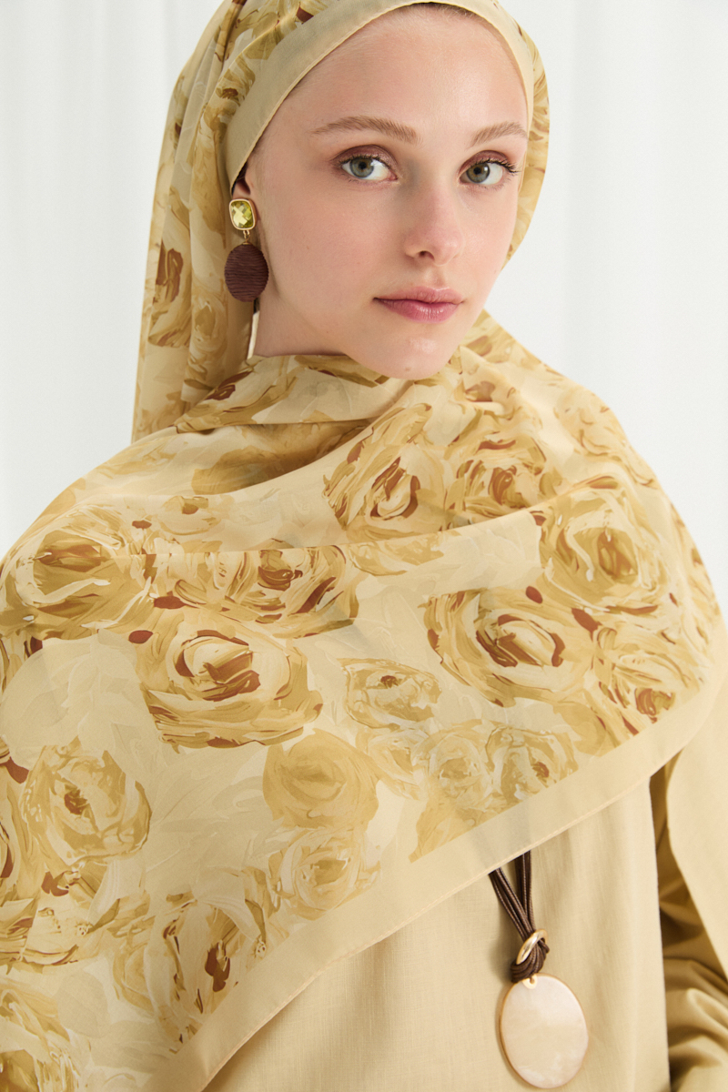 Valeria İpek Krep Şal - Tereyağ Sarısı - 4