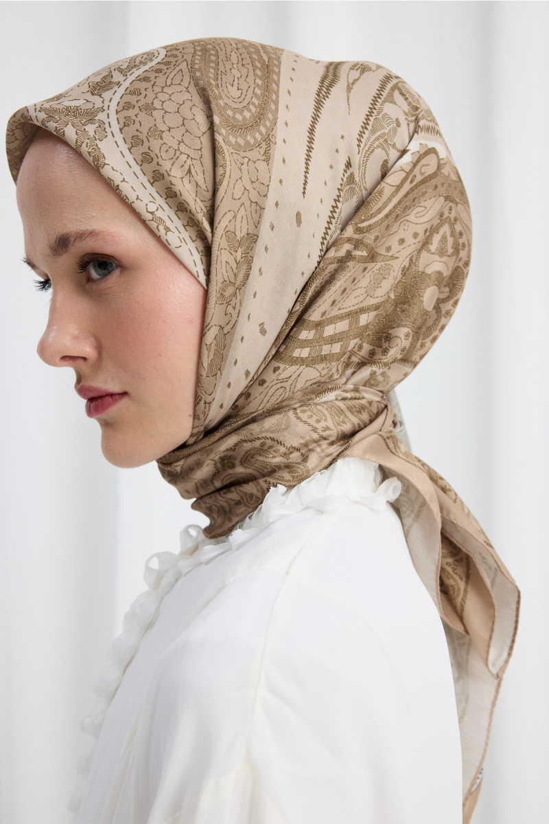 Vela Desen Soft Eşarp - Bej - 4