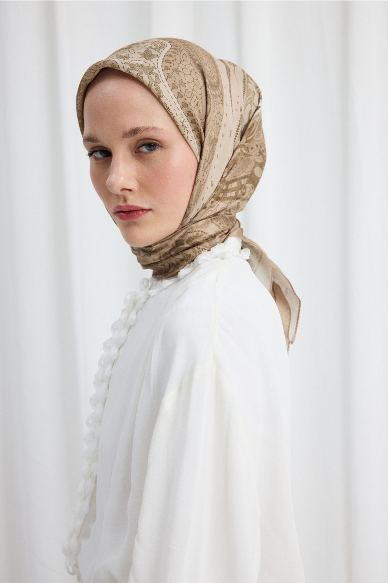 Vela Desen Soft Eşarp - Bej - 1