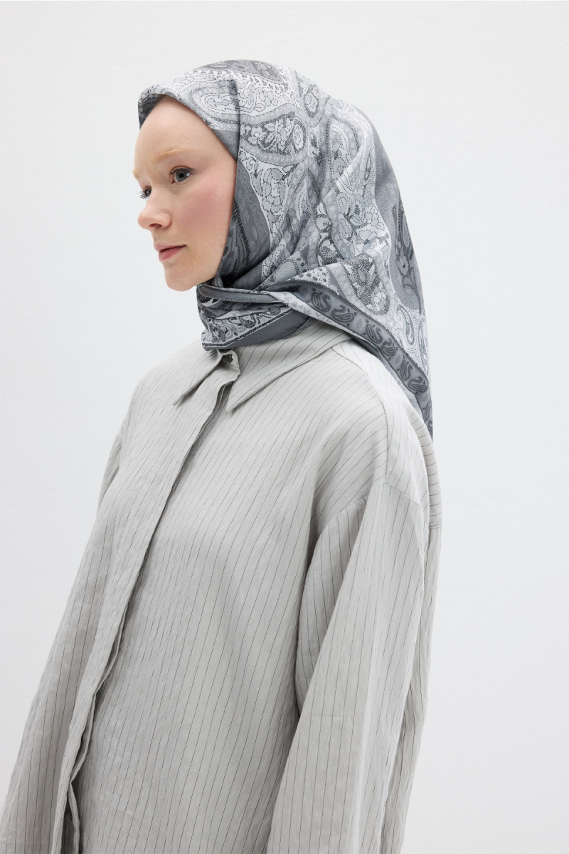 Vela Desen Soft Eşarp - Gri - 3