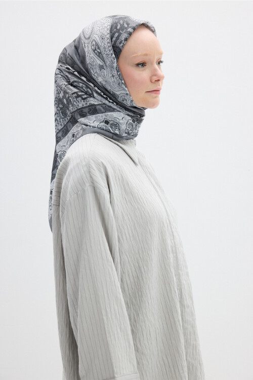 Vela Desen Soft Eşarp - Gri - Camellia Scarfs
