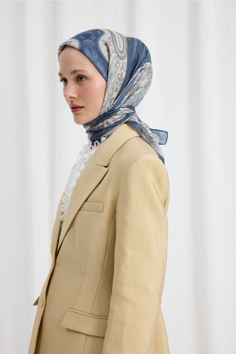 Vela Desen Soft Eşarp - İndigo - 1