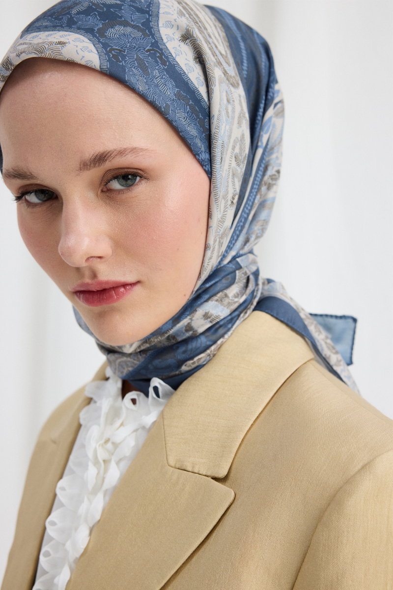 Vela Desen Soft Eşarp - İndigo - 4