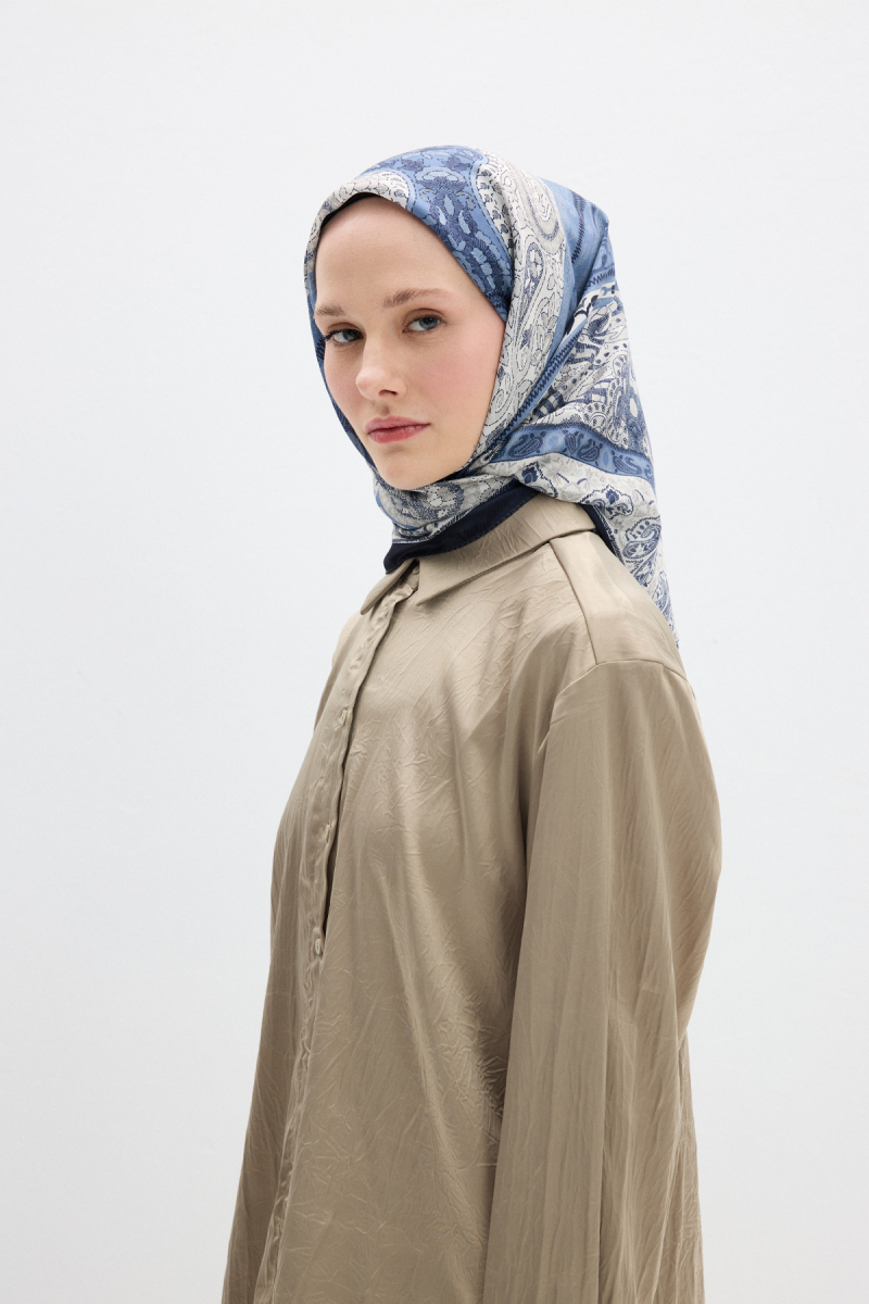 Vela Desen Soft Eşarp - Lacivert - 1