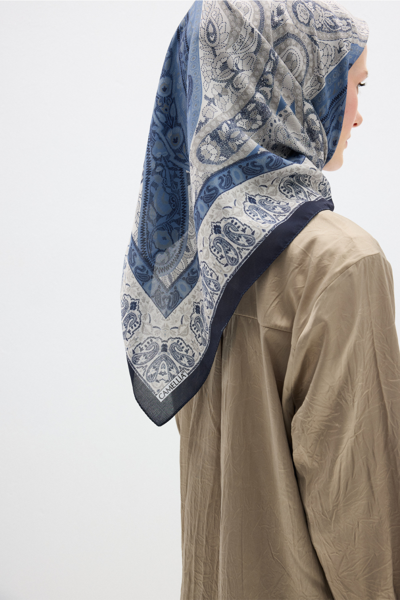 Vela Desen Soft Eşarp - Lacivert - 4