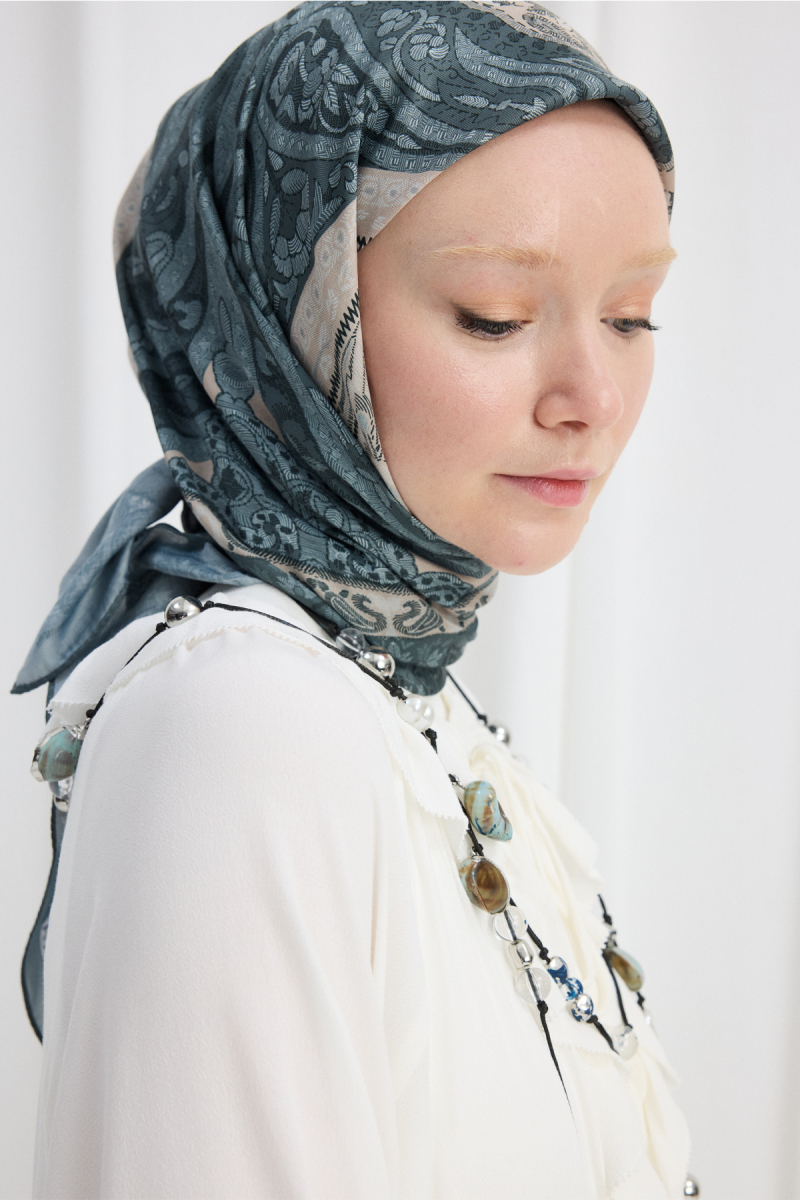 Vela Desen Soft Eşarp - Petrol - 3