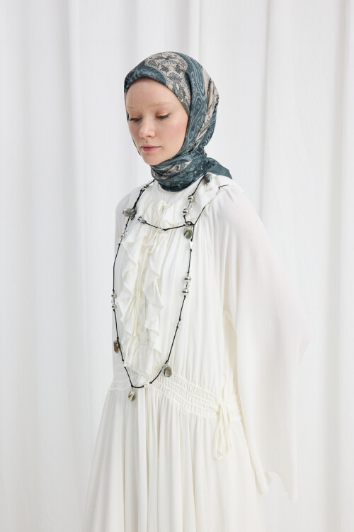 Vela Desen Soft Eşarp - Petrol - Camellia Scarfs (1)