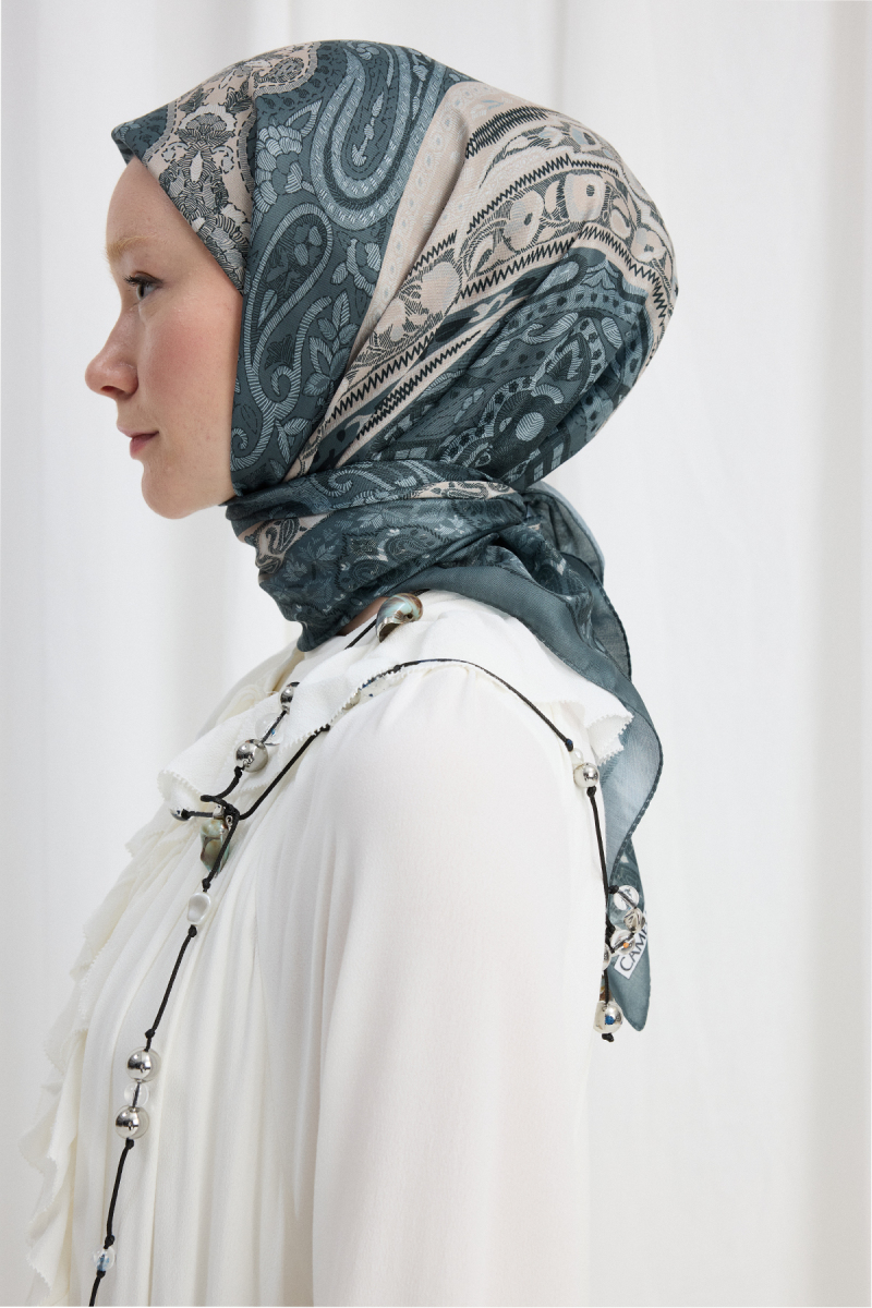 Vela Desen Soft Eşarp - Petrol - 4