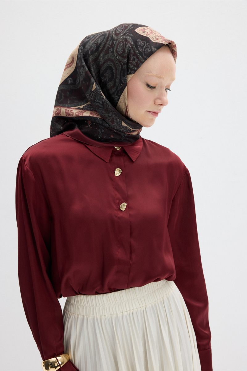 Vela Desen Soft Eşarp - Siyah Bej - 3