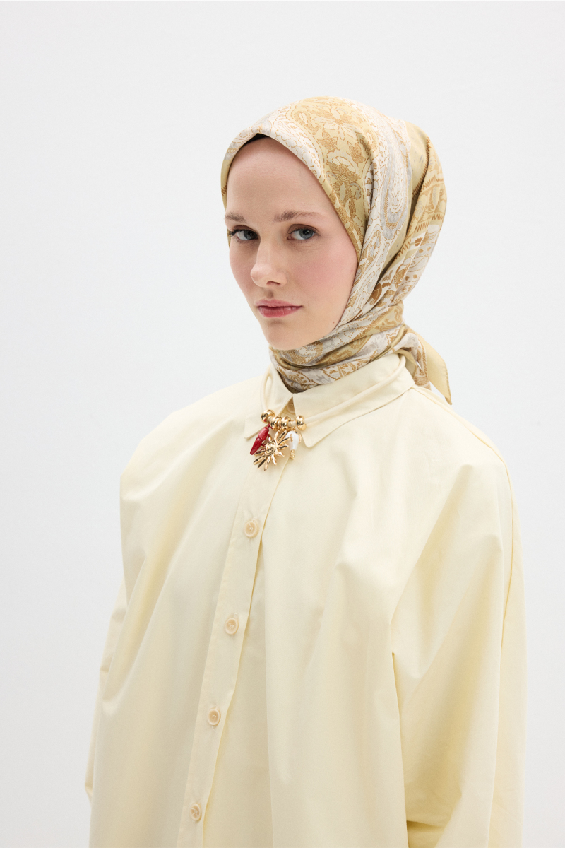 Vela Desen Soft Eşarp - Tereyağ - 1