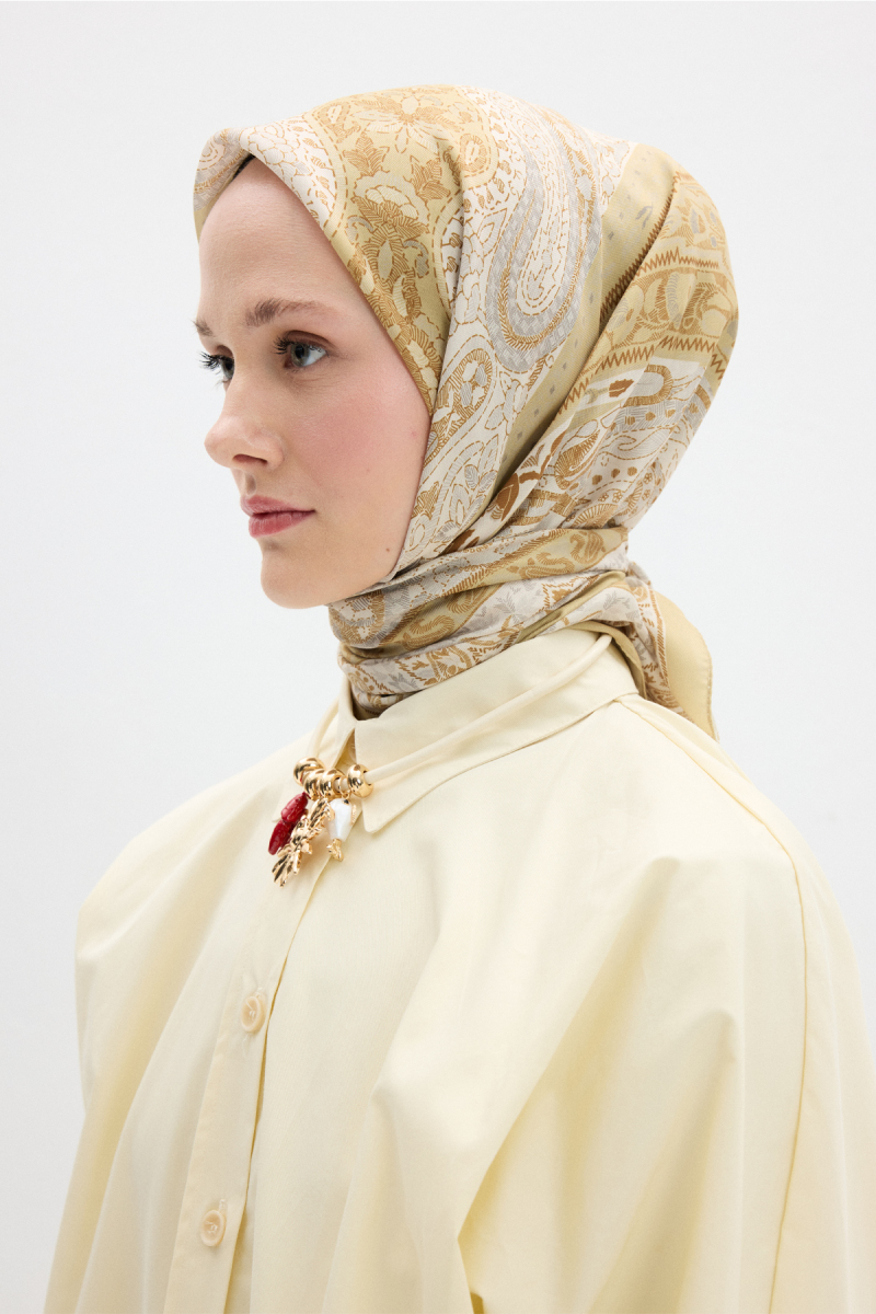 Vela Desen Soft Eşarp - Tereyağ - 3