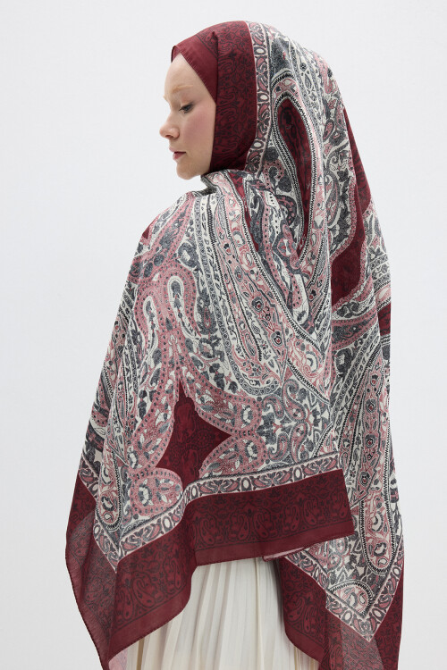 Vela Desen Soft Şal - Bordo - Camellia Scarfs (1)
