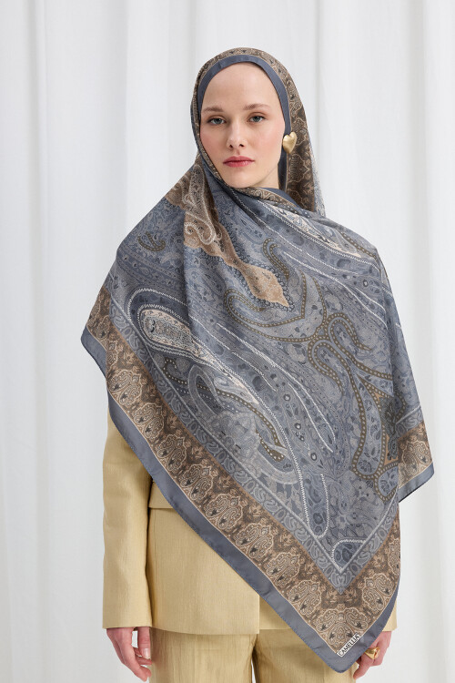 Vela Desen Soft Şal - Gri - Camellia Scarfs