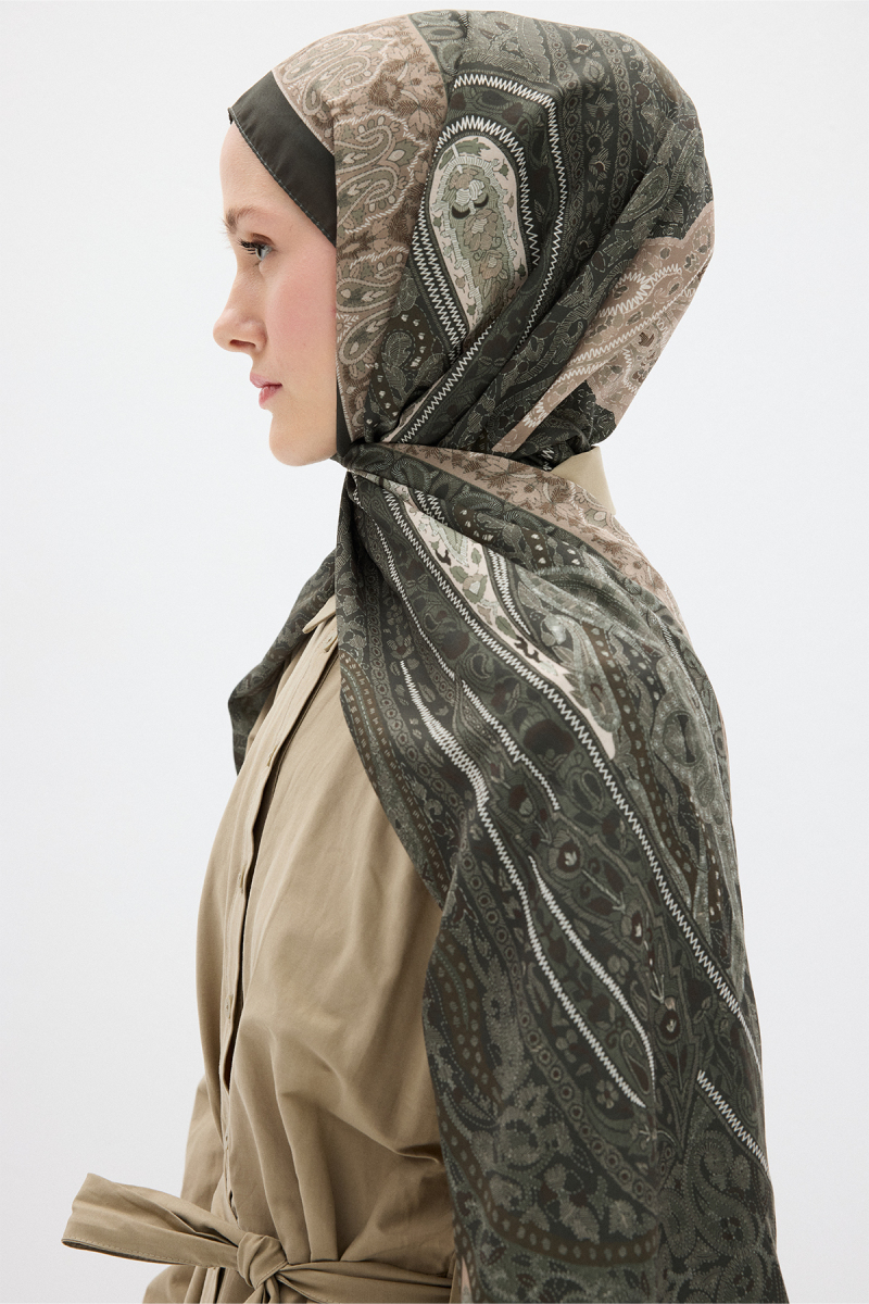 Vela Desen Soft Şal - Haki - 3