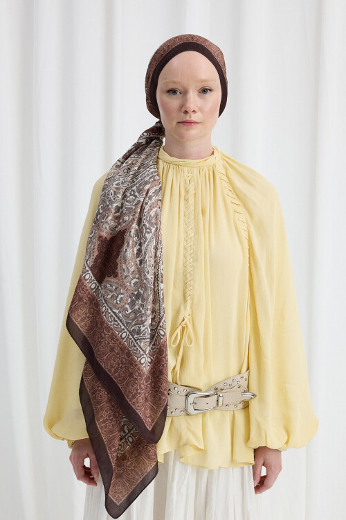 Vela Desen Soft Şal - Kahve - Camellia Scarfs