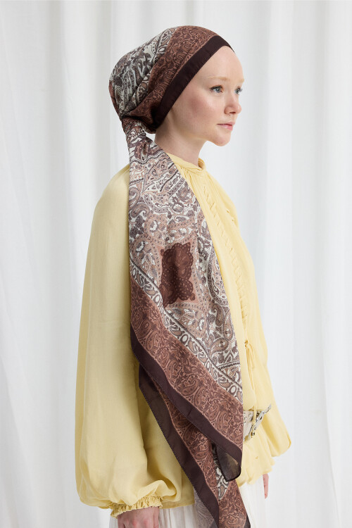 Vela Desen Soft Şal - Kahve - Camellia Scarfs (1)