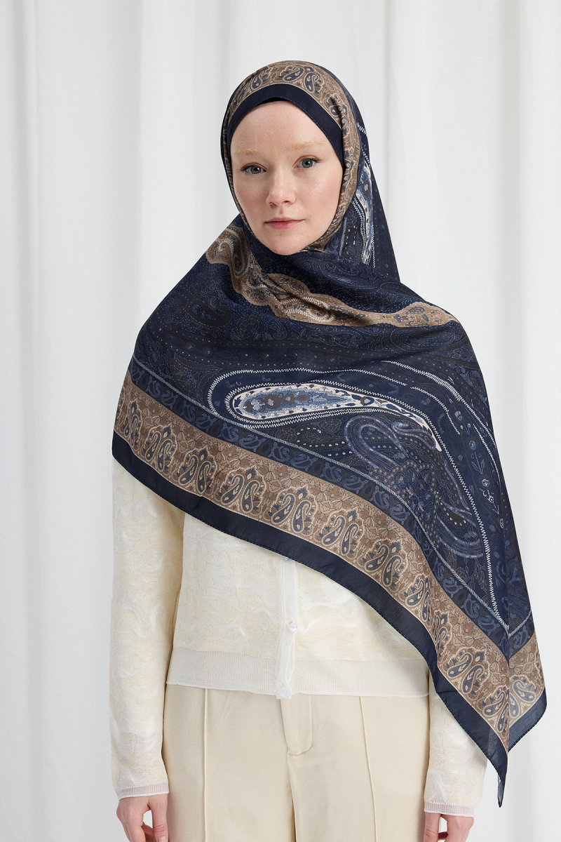 Vela Desen Soft Şal - Lacivert - 1