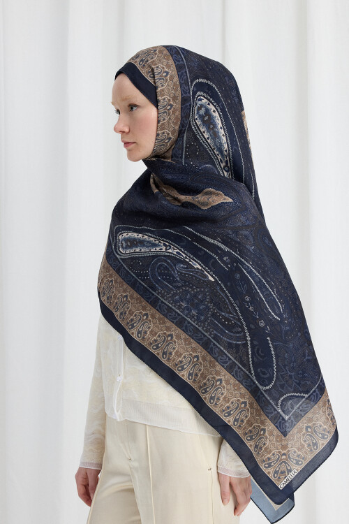 Vela Desen Soft Şal - Lacivert - Camellia Scarfs (1)