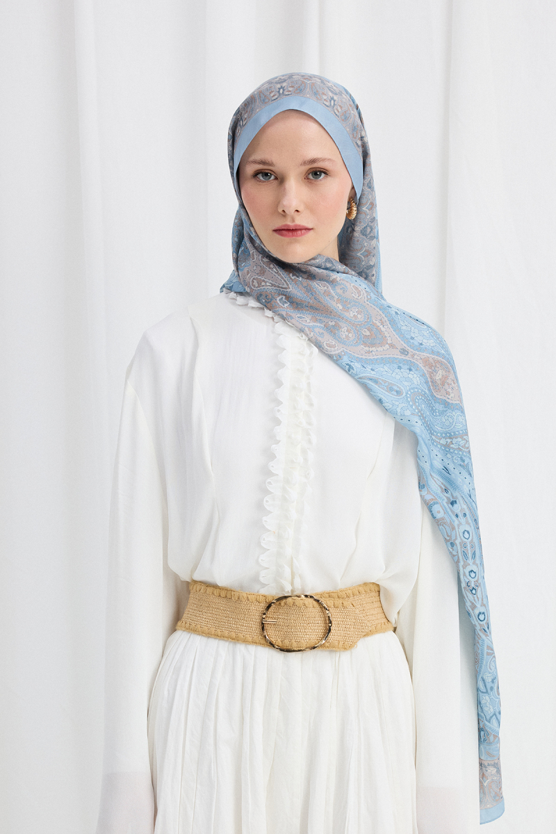 Vela Desen Soft Şal - Mavi - 3