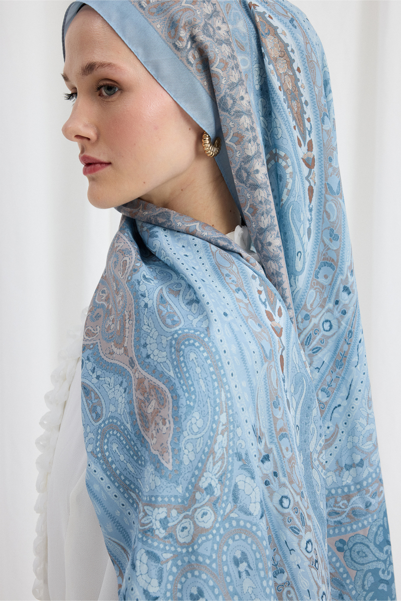 Vela Desen Soft Şal - Mavi - 4