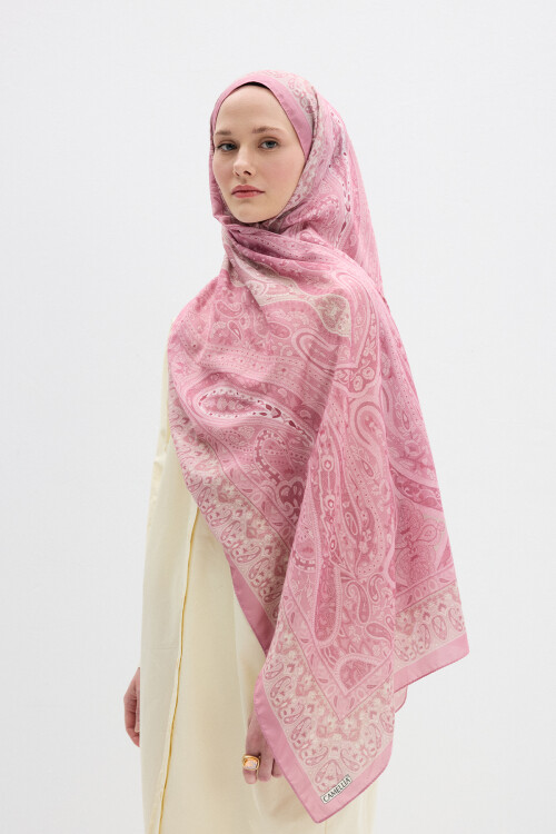 Vela Desen Soft Şal - Pembe - Camellia Scarfs