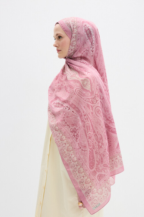 Vela Desen Soft Şal - Pembe - Camellia Scarfs (1)