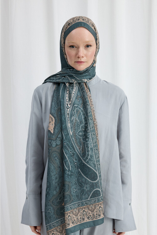 Vela Desen Soft Şal - Petrol - Camellia Scarfs