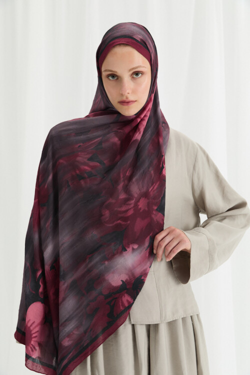 Velvet Kraş Şal - Bordo - Camellia Scarfs (1)
