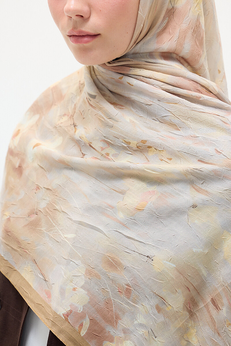 Velvet Kraş Şal - Camel - 4