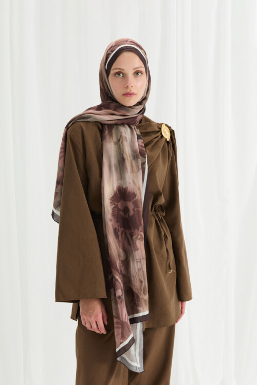 Velvet Kraş Şal - Kahve - Camellia Scarfs