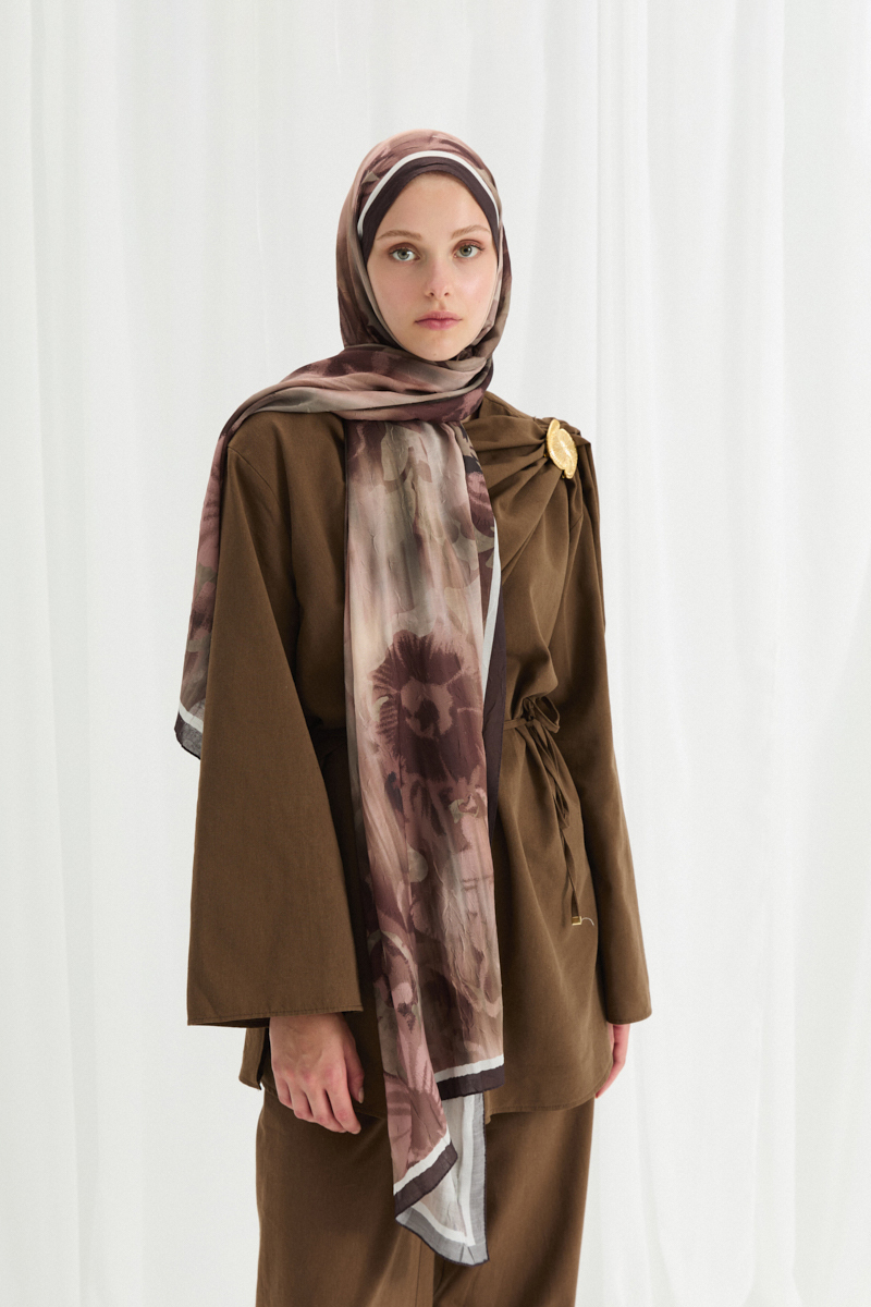 Velvet Kraş Şal - Kahve - 1