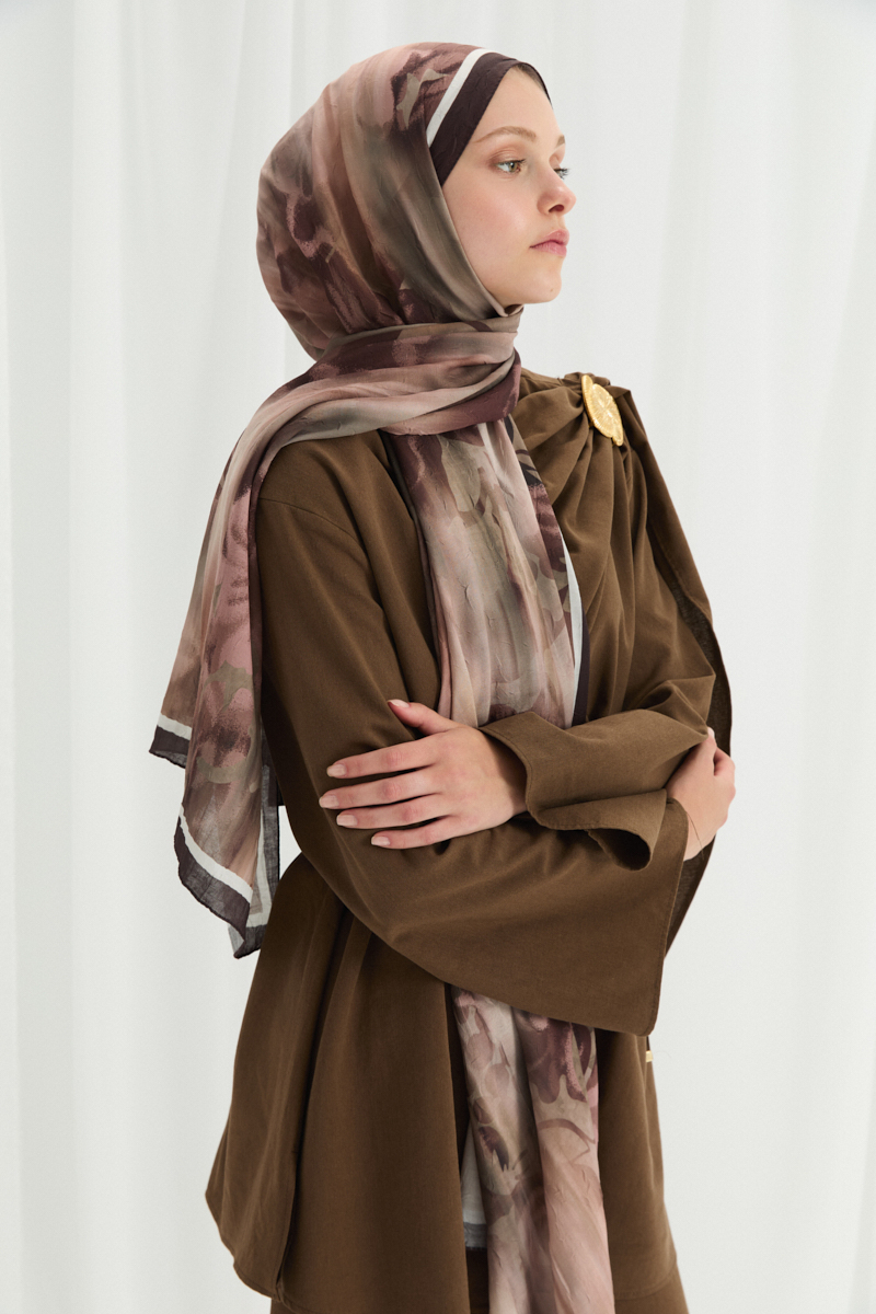 Velvet Kraş Şal - Kahve - 3