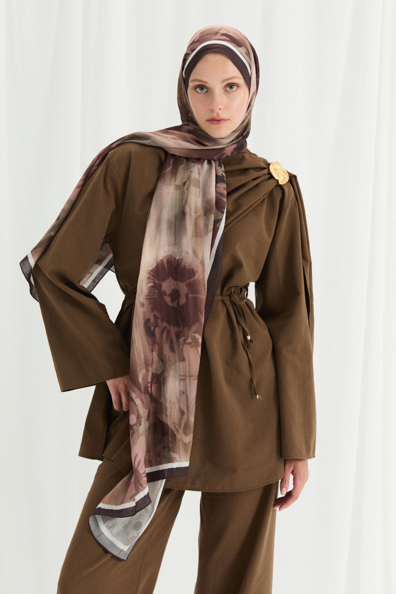 Velvet Kraş Şal - Kahve - 2