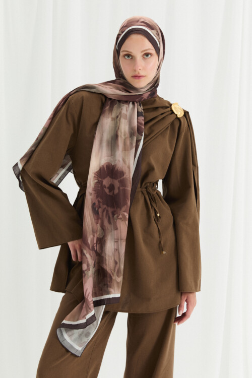 Velvet Kraş Şal - Kahve - Camellia Scarfs (1)